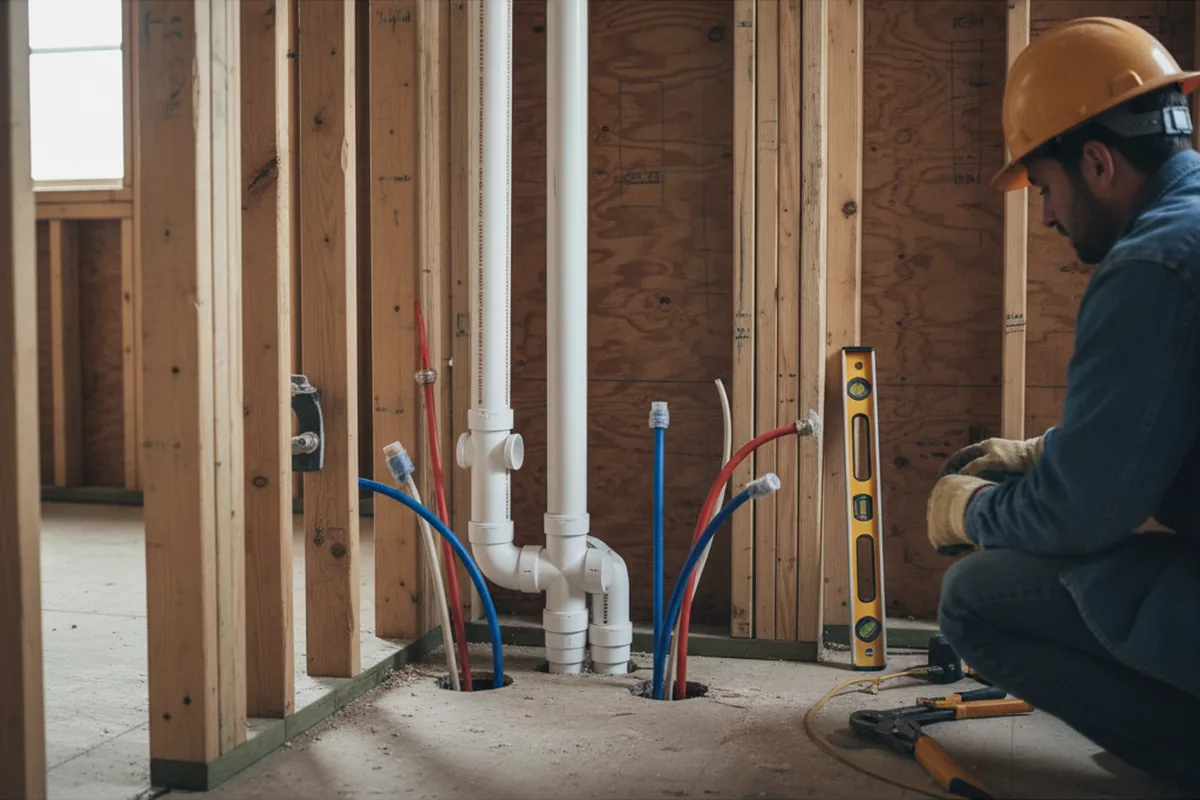 Drain and supply rough-in during Leak Detection in Zenda